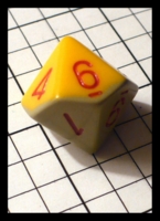 Dice : Dice - 10D - Chessex Half and Half Yellow and Green with Red Numerals - Gnome Games Wisc Oct 2011